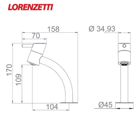 Torneira Lavatorio 1196 C42 Swan Lorenzetti