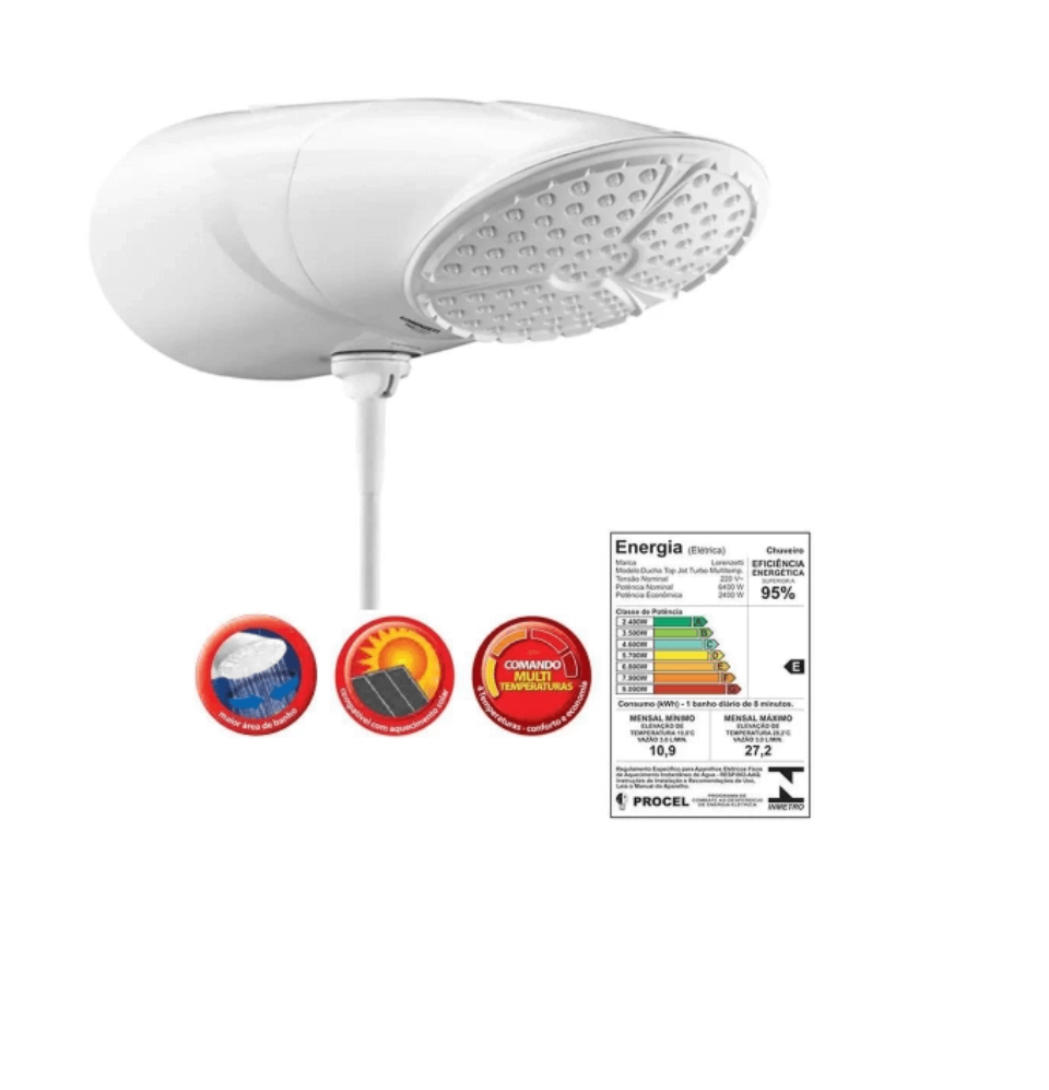 Ducha Top Jet multitemperaturas 220V/6400W lorenzetti