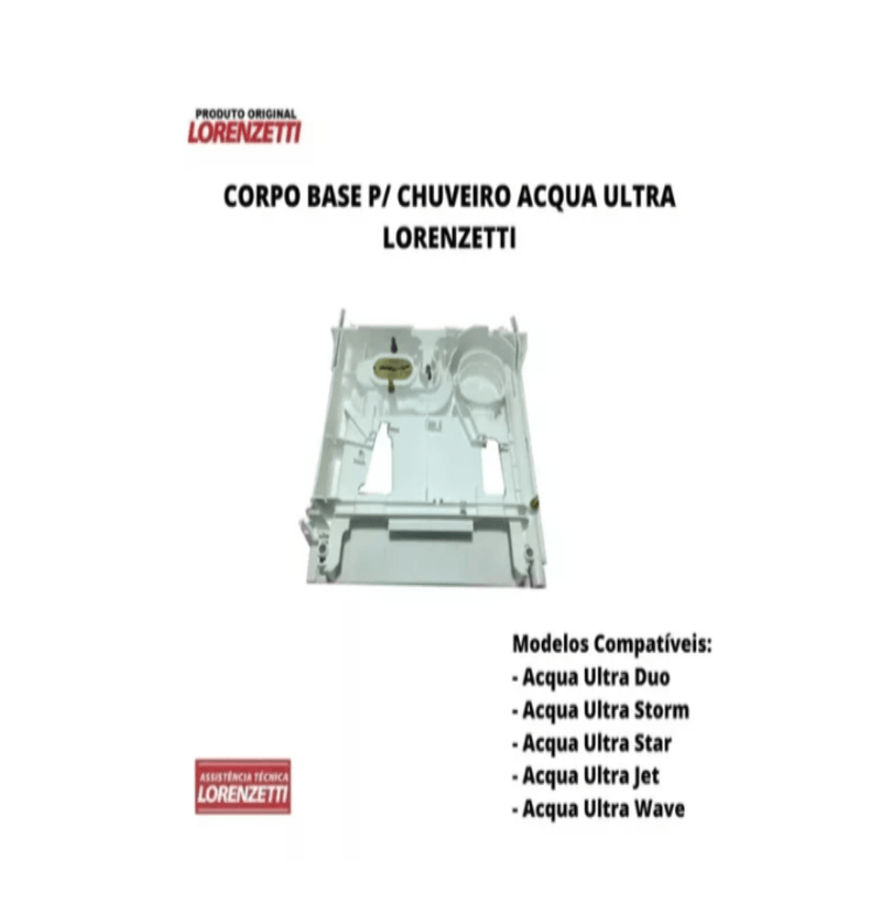 Corpo base para chuveiro Aqua Storm / Star/Wave - Lorenzetti - Resistência Para Chuveiro