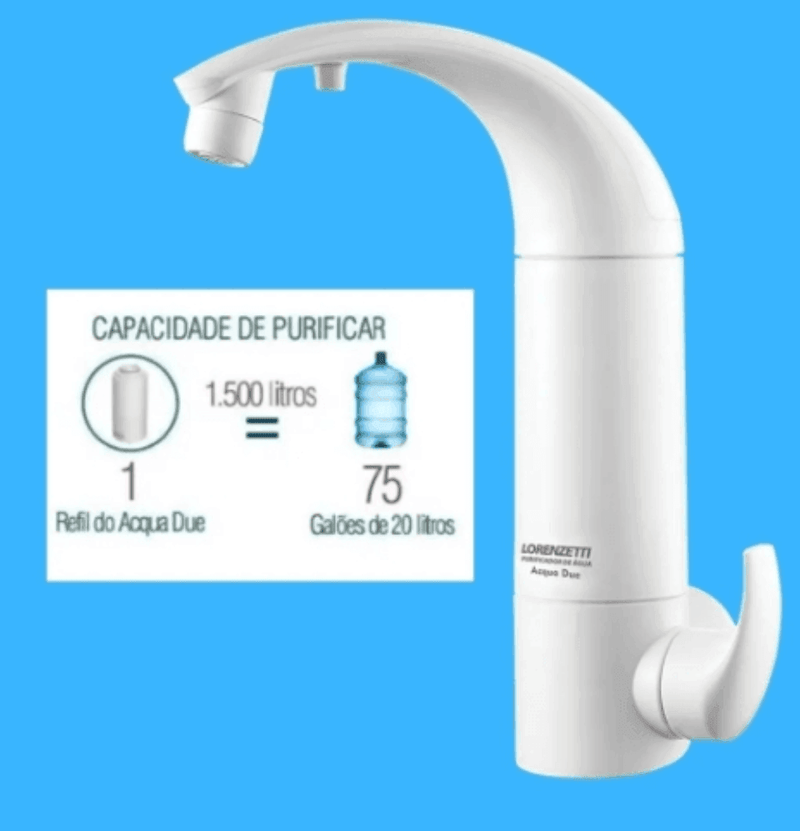 Purificador com Torneira Acqua Due Branco Parede Lorenzetti - Resistência Para Chuveiro